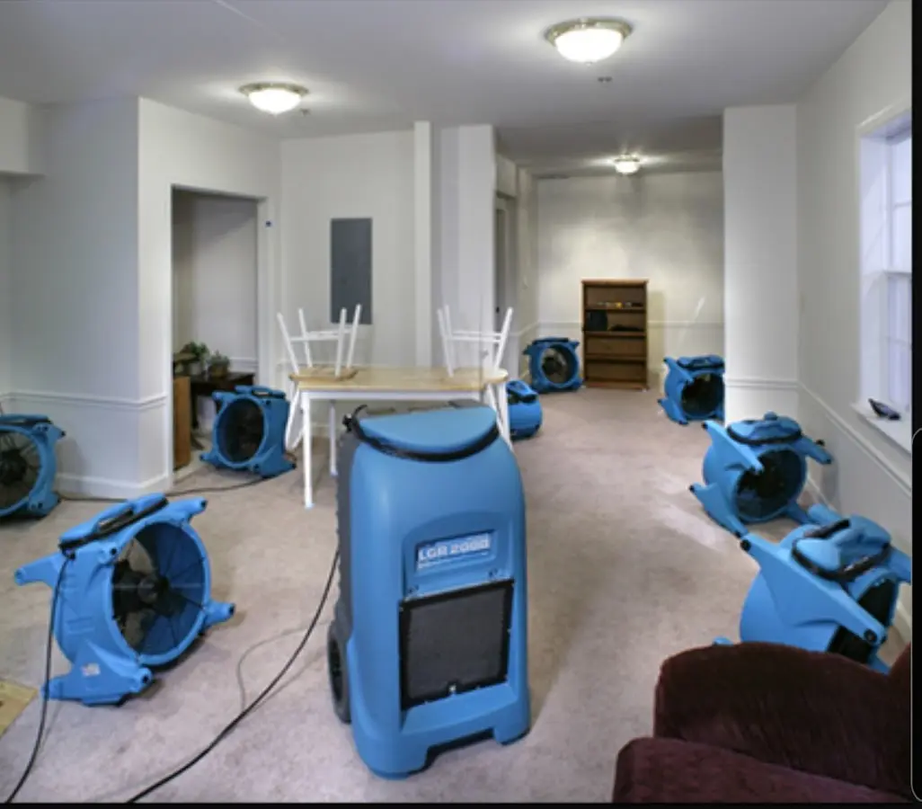 Air movers and dehumidifier setup for Water Extraction & Removal in Clifton